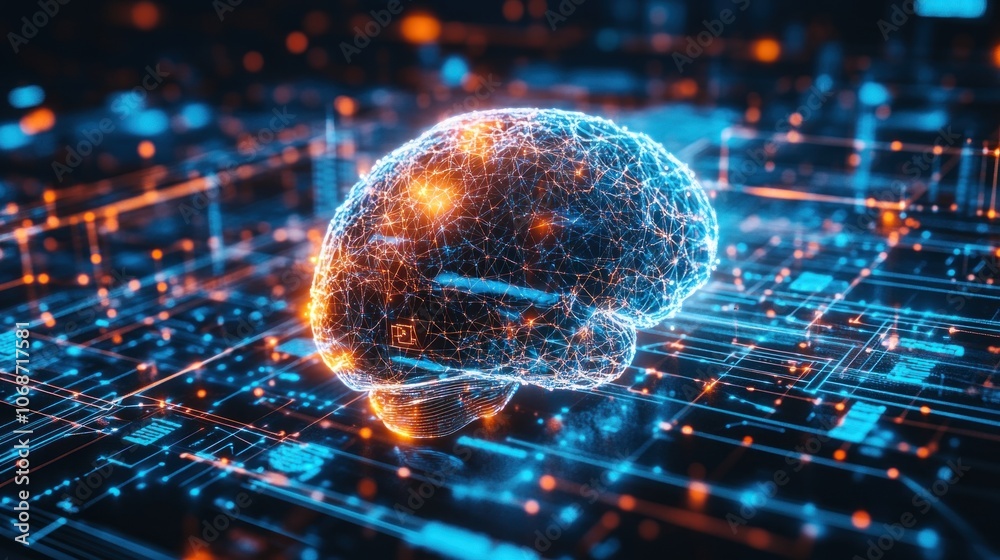 Poster 3d rendering of artificial intelligence and machine learning concept. 3d illustration. - generated a