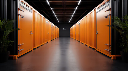 Orange Shipping Containers Storage Facility