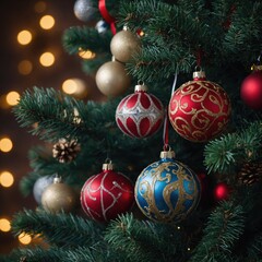 Fototapeta premium The holiday tree sparkles with magic