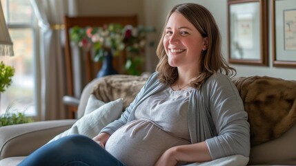 Obraz premium Portrait of a happy pregnant woman / expectant mom / pregnancy / women's health