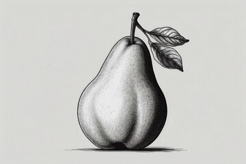 Linear Pear Illustration on a White Background in a Minimalist Style, Suitable for Logo