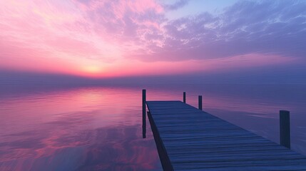 Obraz premium Serene Sunset Over Calm Waters