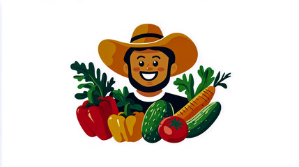 Design a logo featuring a cheerful farmer, representing the concept of 'Happy Farmer.'
