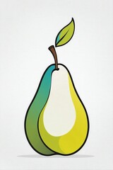 Linear Pear Illustration on a White Background in a Minimalist Style, Suitable for Logo