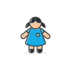 vector design outline of a kindergarten girl's character.