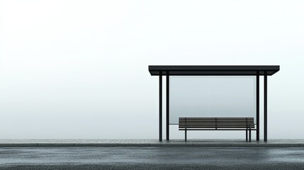 Minimalist Bus Stop in Urban Setting