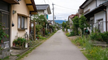 Fototapeta premium 静かな田舎の村の魅力的な住宅街の風景