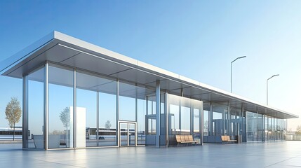 Modern Transportation Shelter in Sunny Daylight