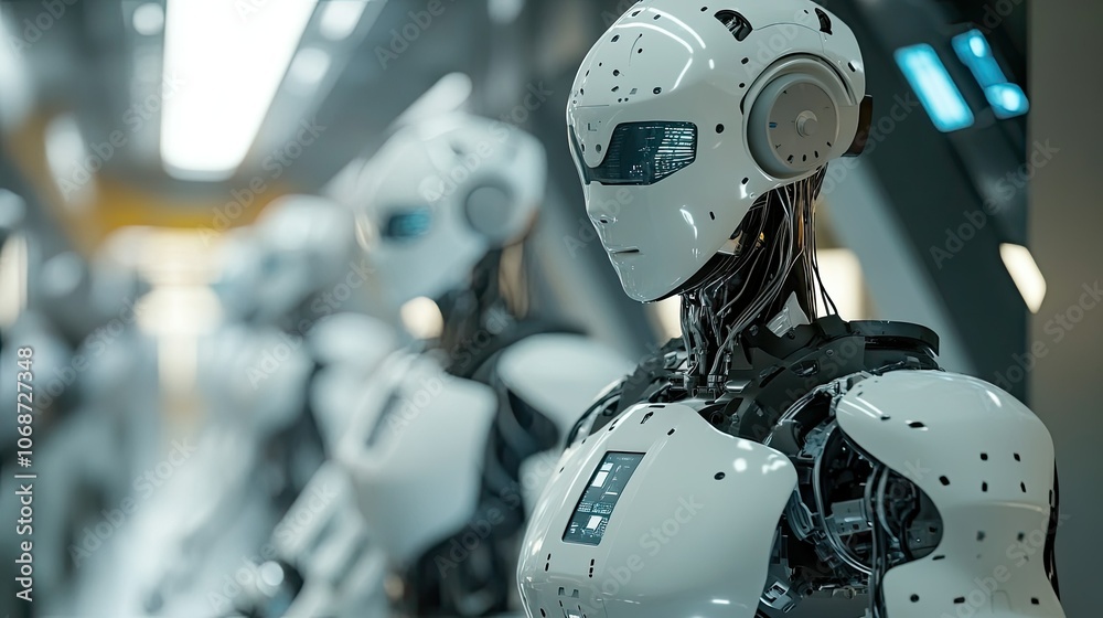 Poster advanced robots in futuristic setting
