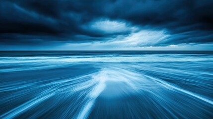 Dramatic ocean waves under a stormy sky create a sense of power and mystery, AI