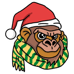 Cute Gorillas Christmas Animal Cartoon Character