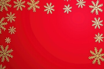 Festive gold snowflakes on a vibrant red background for holiday celebrations and seasonal decor.