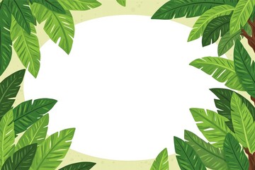 Tropical leaves frame with green foliage and text space for nature-themed designs.