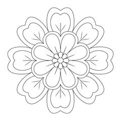 Simple contour mandala on a white background coloring book, tattoo design, vector file