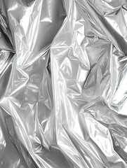 Crinkled silver foil texture with reflective shine.