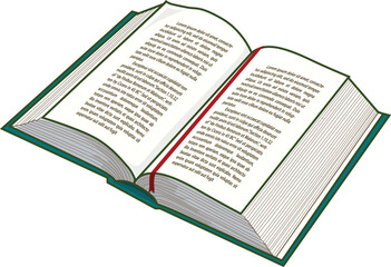 Opened book vector illustration. Vector illustration of opened book with text shown inside