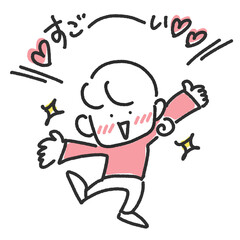 手描き　オーバーリアクションでものすごく褒める女性