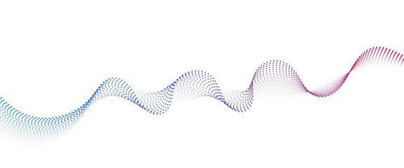 Flowing Dot Wave halftone gradient pattern on transparent background	