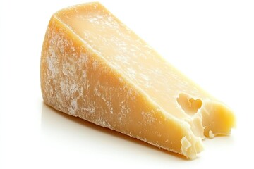 Parmesan Cheese Piece - Italian Parmigiano Reggiano Cheese - A single piece of Parmesan cheese, isolated on a white background