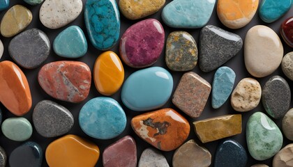 Background photo of stone, agate stone of various colors and sizes, marble stone, stone on the beach, smooth and round