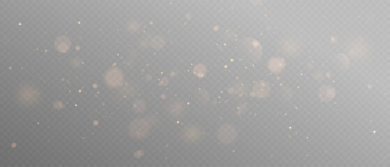 Glowing light effect with glitter on transparent background. Bokeh Lights. Vector starry cloud with dust. Christmas glowing light spark and glitter overlay.