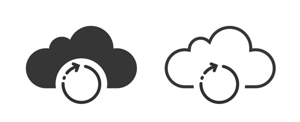 Obraz premium Backup icon simple vector ui ux interface graphic element set, back up cloud arrow rotation pictogram line stroke outline symbol logo, change version history solid glyph sign image clip art
