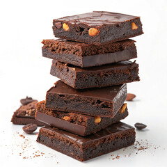 Pieces of dark chocolate bar isolated on white,Chocolate thins with white cream filling isolated on white