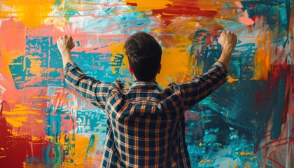 Friday Vibes: Retro Abstract Artwork of a Lucky Guy Rising Fists