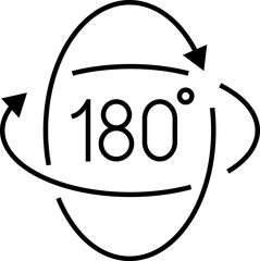 180 degrees icons set. Round signs with arrows rotation to 180 degrees. Rotate symbol isolated on transparent background.