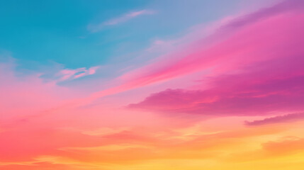 Obraz premium A vibrant sunset sky displaying a gradient of blues, pinks, and oranges, creating a serene and picturesque atmosphere.