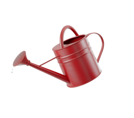 red watering can on transparent background