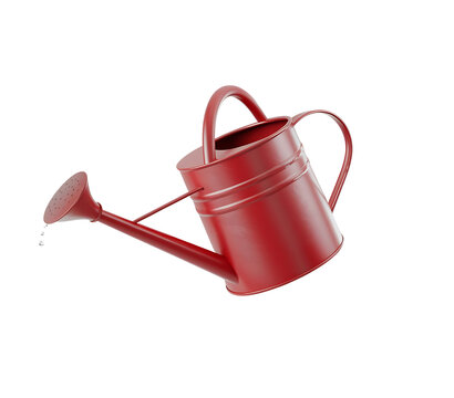 red watering can on transparent background