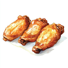 Chicken wings watercolor clipart illustration