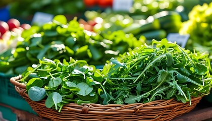 Naklejka premium Explore the vibrant world of fresh greens discover the health benefits and culinary uses of leafy vegetables in your diet