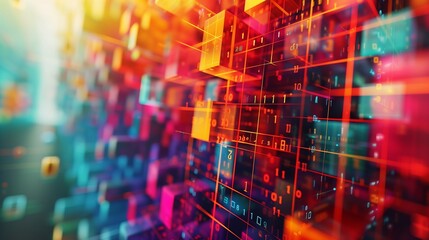 Vivid digital blocks showcase the evolution of mathematical skills and knowledge