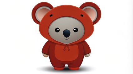 Fototapeta premium Adorable Koala Wearing a Red Hoodie