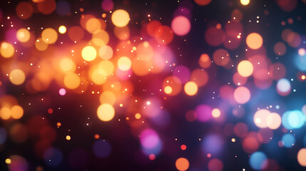 Colorful bokeh lights creating a vibrant backdrop for celebrations in a dark setting