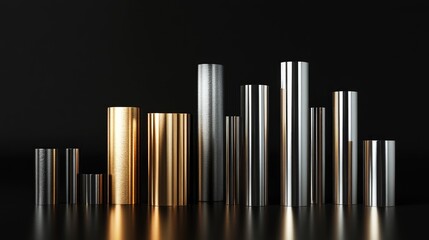 Obraz premium Metallic Cylinders in Various Heights and Finishes