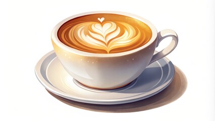 A Cup of Latte with Heart-Shaped Foam Art