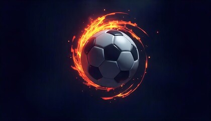 Fototapeta premium Hotshot Soccer Ball in Fiery Neon Glow