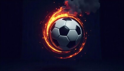 Fototapeta premium Dynamic Soccer Ball Wrapped in Fire