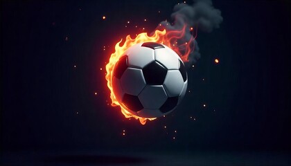 Naklejka premium ntense Soccer Ball in Fiery Blaze