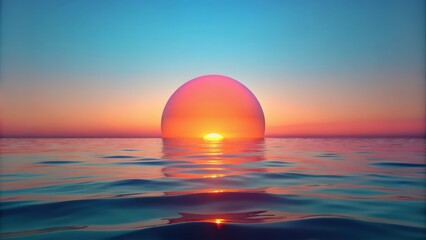 A Giant Egg Setting Over The Ocean At Sunset