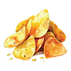 Chips watercolor clipart illustration