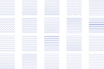 Water wave, sea wave, Wavy line set. Line water waves icon, sign vector. Set of seamless wavy - curvy and zigzag - criss cross horizontal lines. Water logo, symbol or sign collection.