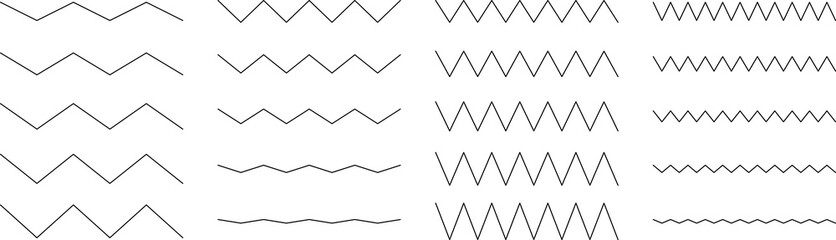 Set of seamless wavy - curvy and zigzag - criss cross horizontal lines. Vector Graphic design elements
