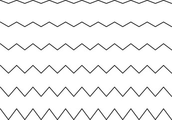 Set of seamless wavy - curvy and zigzag - criss cross horizontal lines. Vector Graphic design elements