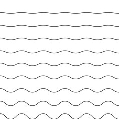 Set of seamless wavy - curvy and zigzag - criss cross horizontal lines. Vector Graphic design elements