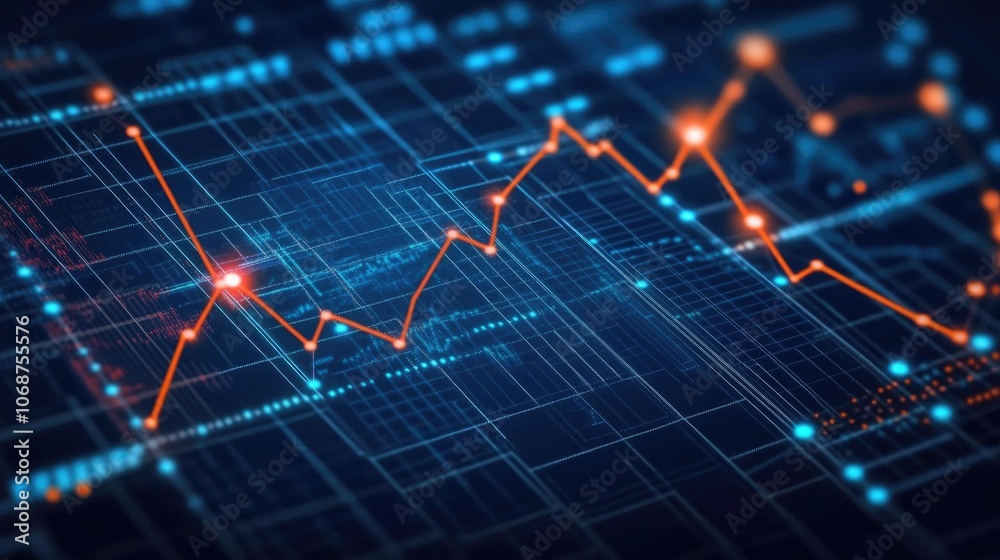 Poster abstract data visualization with chart lines and grids