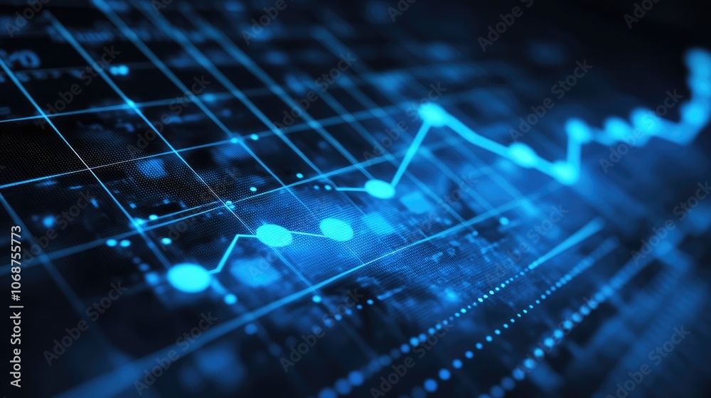 Poster abstract blue data visualization with graph lines
